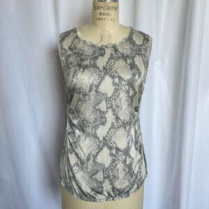Snakeskin printed silk and jersey sleeveless top